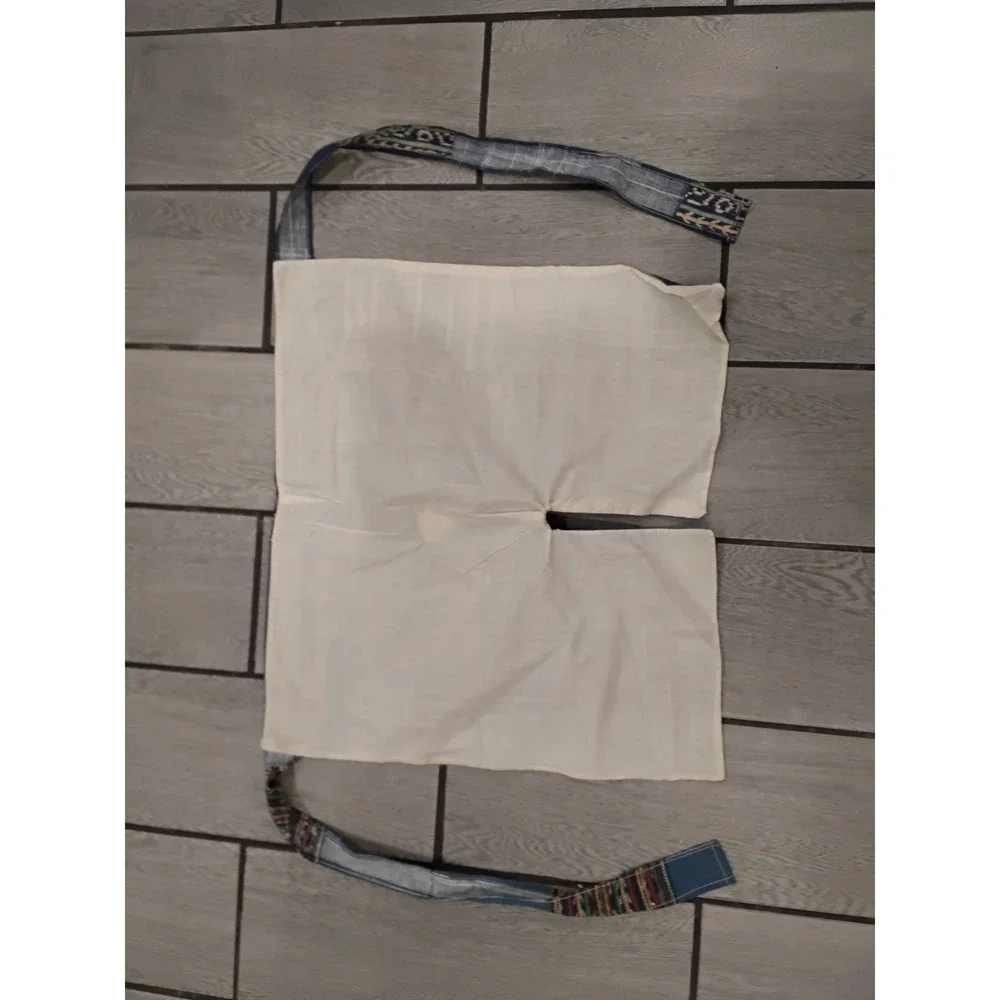 Artisanal Indigo Patchwork Split Leg‎ Half Apron Blue Multi Woven Tie Waist